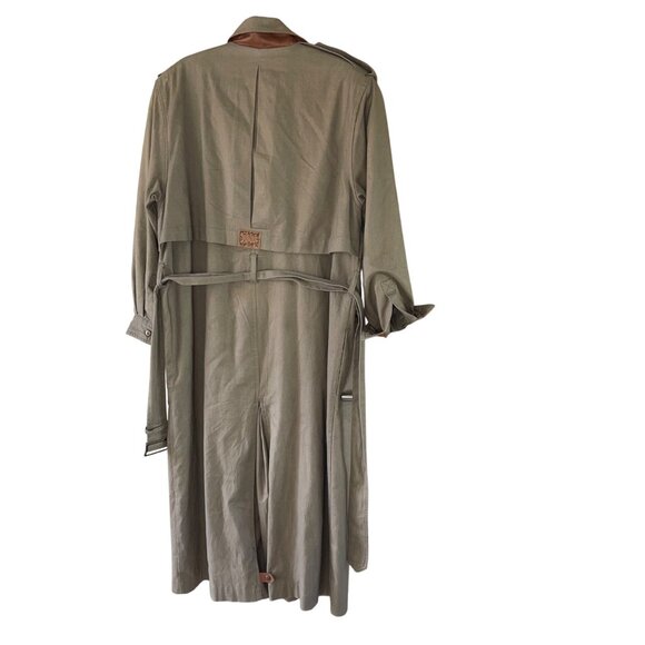 Together Vintage Womens Military Trench Coat Size 10 Khaki Green Button Lined - Picture 3 of 16